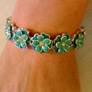 Napier Silver and Teal Floral Bracelet